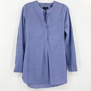 Theory Chambray Orvinio Lightweight Cotton Tunic Top Size Small